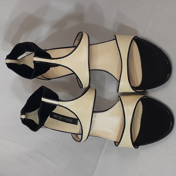 Sergio Rossi cream and black leather heels size 36.5 size 6.5 - Picture 4 of 10